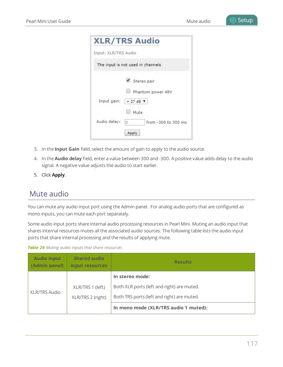 Mute audio | Epiphan Pearl Mini Live Video Production System User Manual | Page 128 / 438