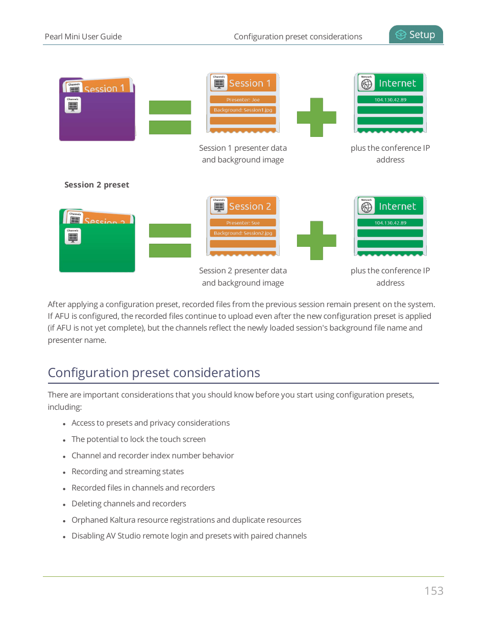 Configuration preset considerations | Epiphan Pearl Mini Live Video Production System User Manual | Page 164 / 438