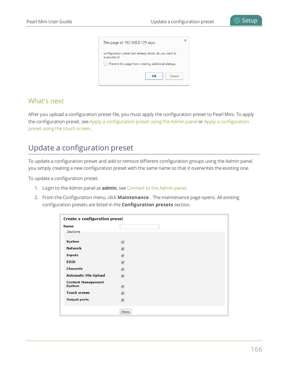 Update a configuration preset, What's next | Epiphan Pearl Mini Live Video Production System User Manual | Page 177 / 438