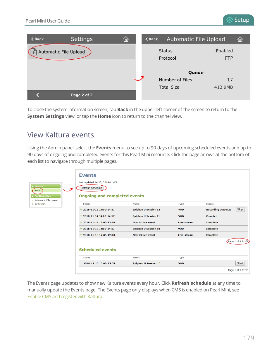 View kaltura events | Epiphan Pearl Mini Live Video Production System User Manual | Page 190 / 438