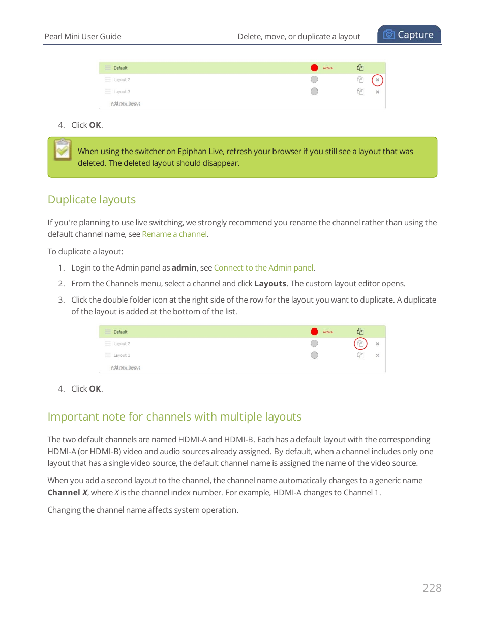 Duplicate layouts | Epiphan Pearl Mini Live Video Production System User Manual | Page 239 / 438