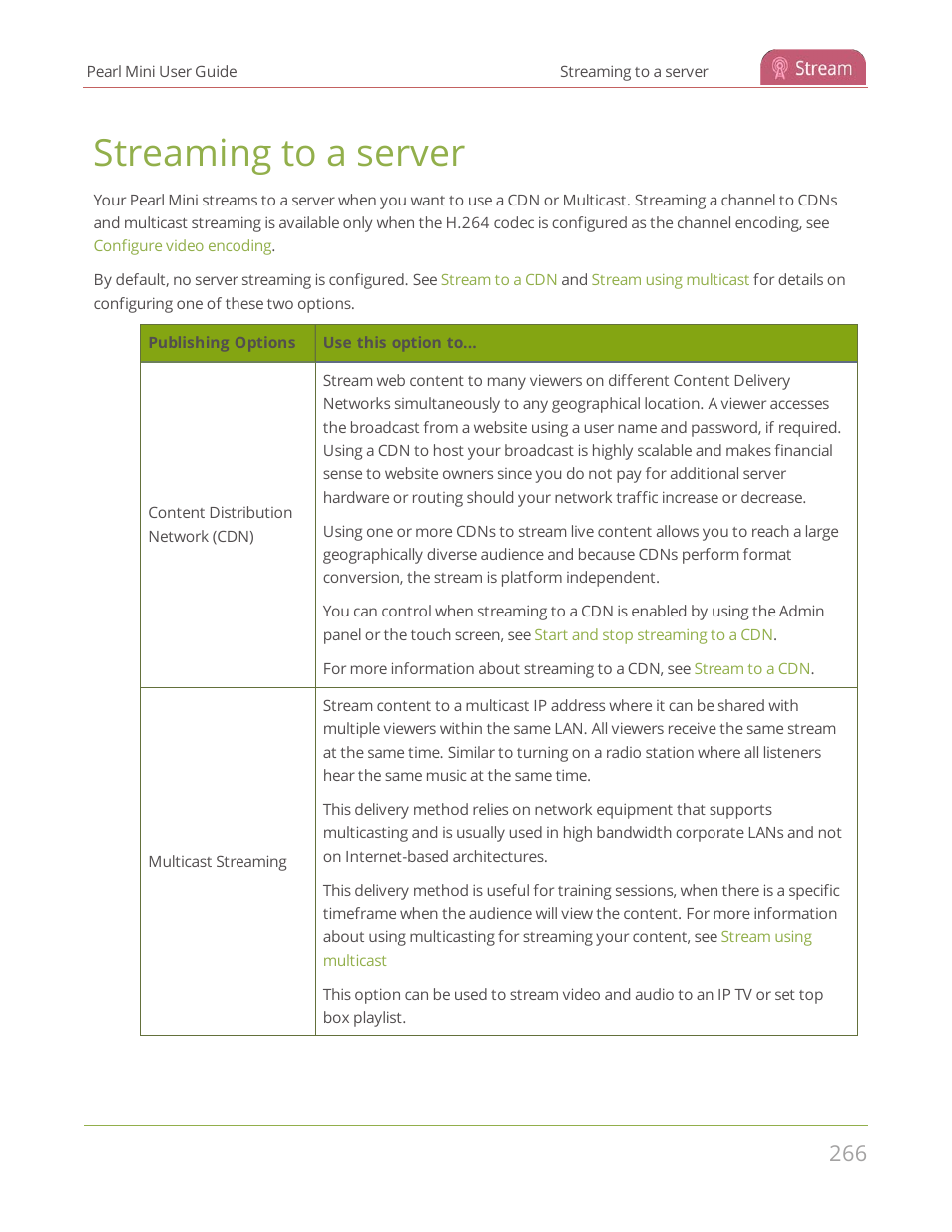 Streaming to a server | Epiphan Pearl Mini Live Video Production System User Manual | Page 277 / 438