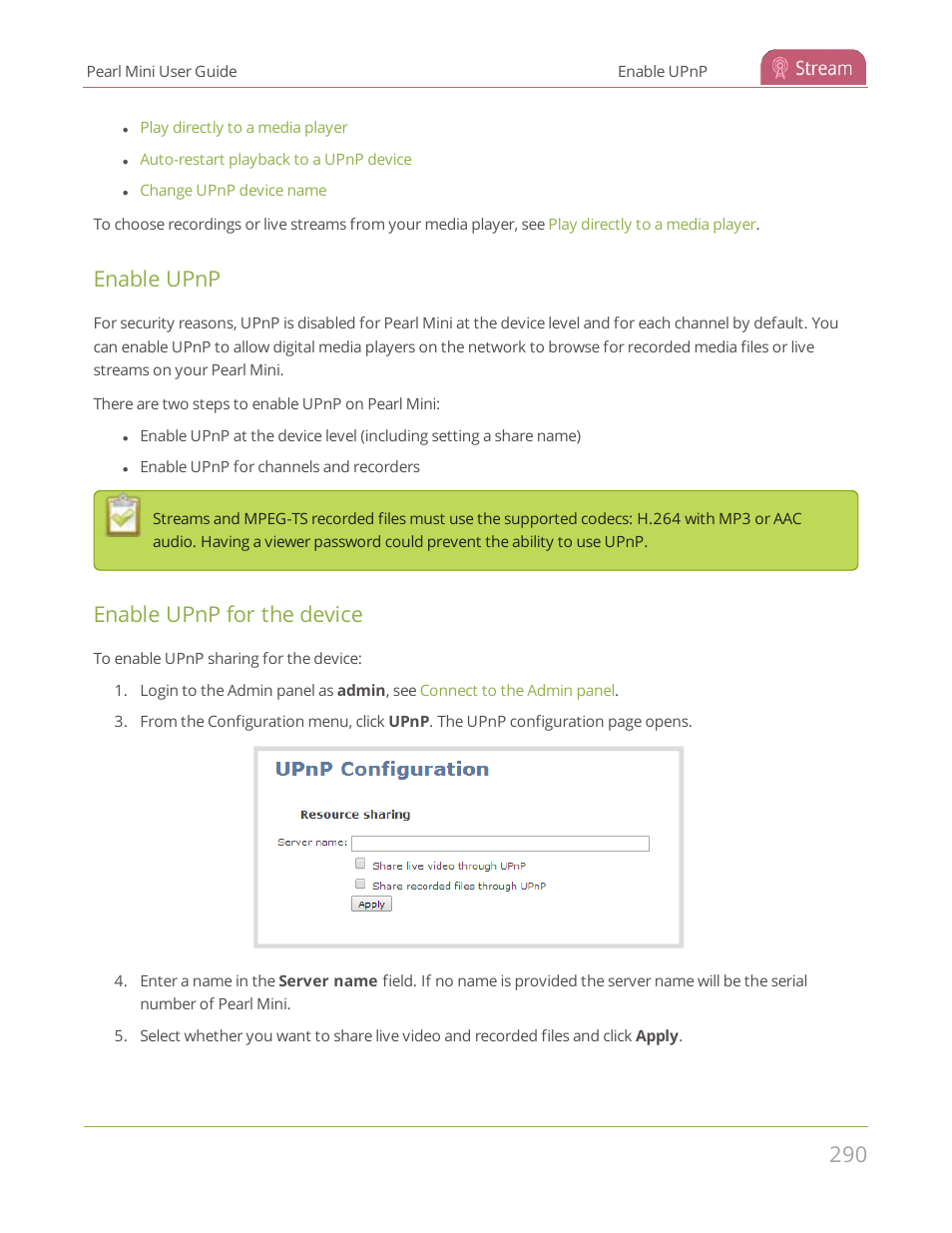 Enable upnp, Enable upnp for the device | Epiphan Pearl Mini Live Video Production System User Manual | Page 301 / 438