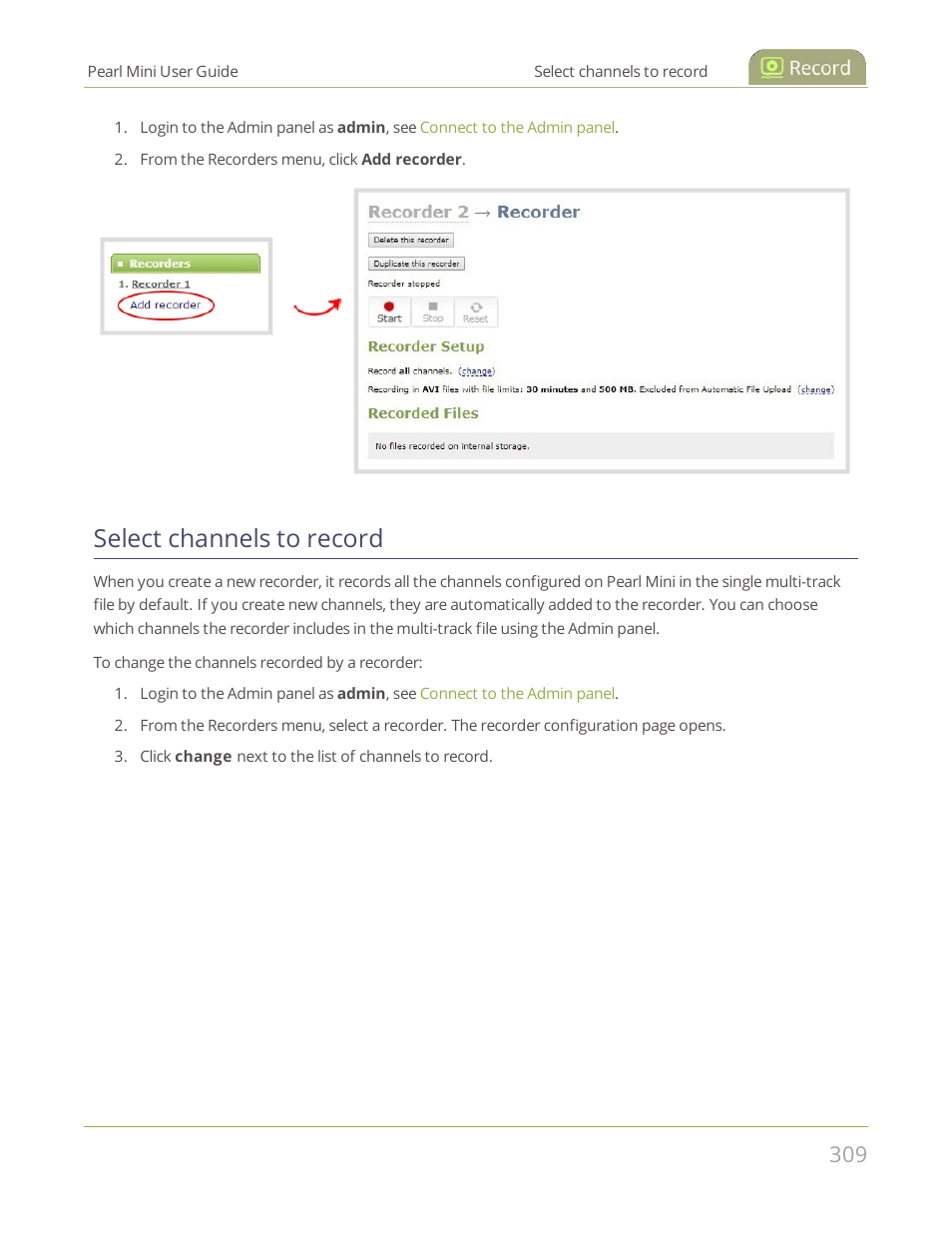 Select channels to record | Epiphan Pearl Mini Live Video Production System User Manual | Page 320 / 438