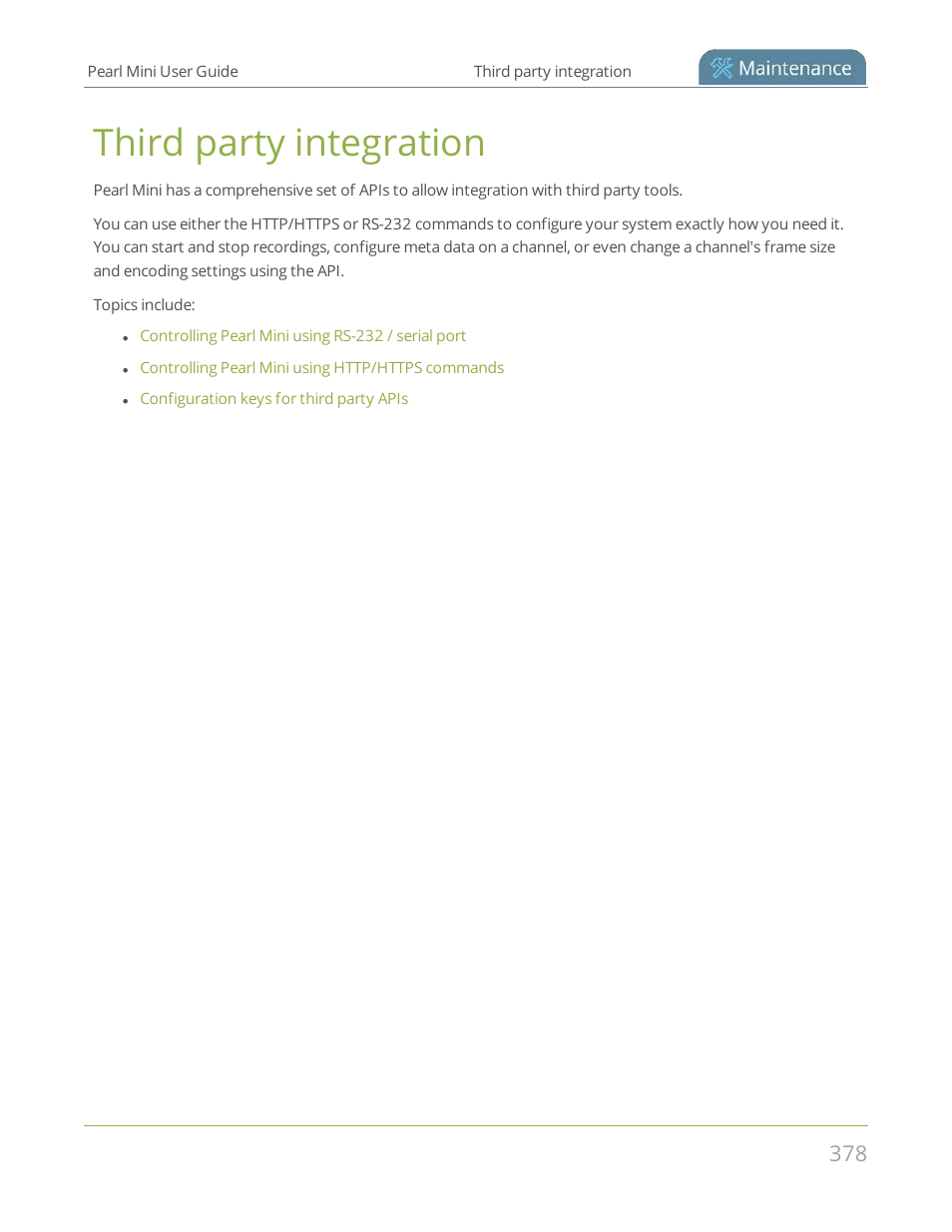 Third party integration | Epiphan Pearl Mini Live Video Production System User Manual | Page 389 / 438