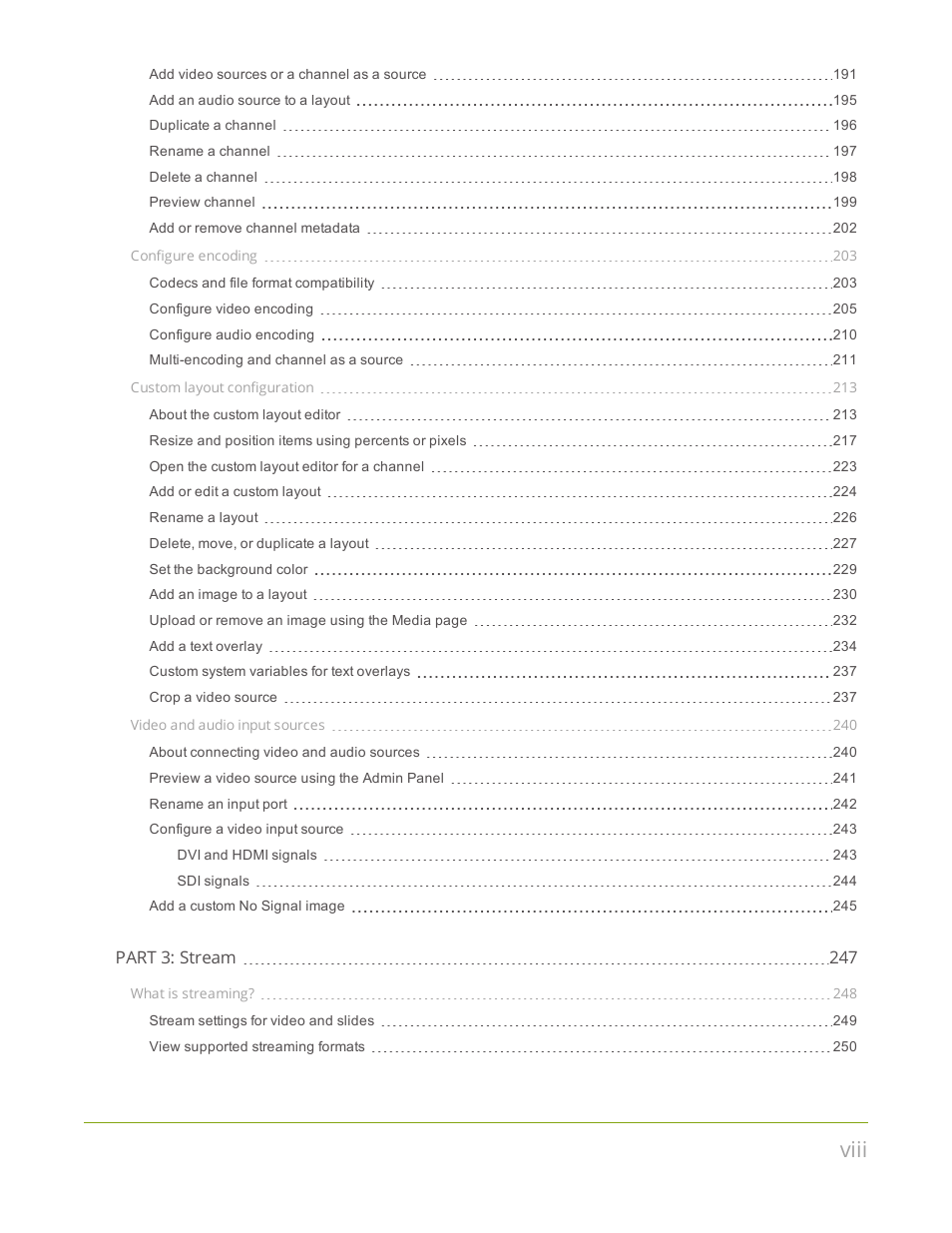 Viii | Epiphan Pearl Mini Live Video Production System User Manual | Page 8 / 438