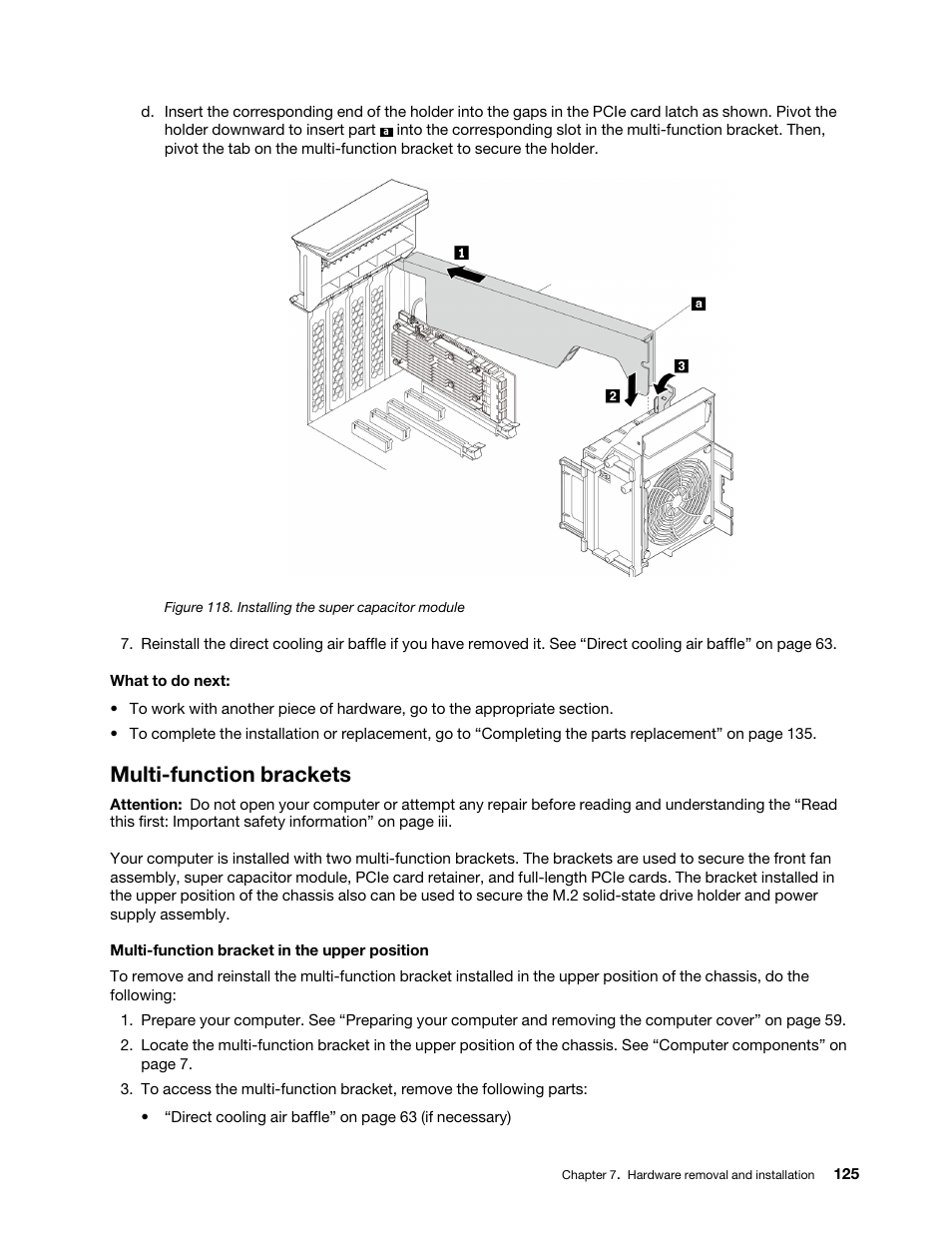 Multi-function brackets | Lenovo ThinkStation P920 Tower Workstation User Manual | Page 137 / 174