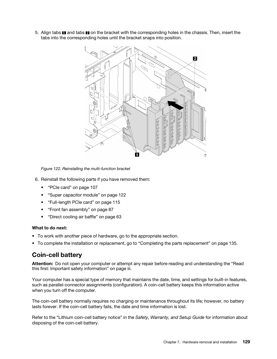 Coin-cell battery | Lenovo ThinkStation P920 Tower Workstation User Manual | Page 141 / 174