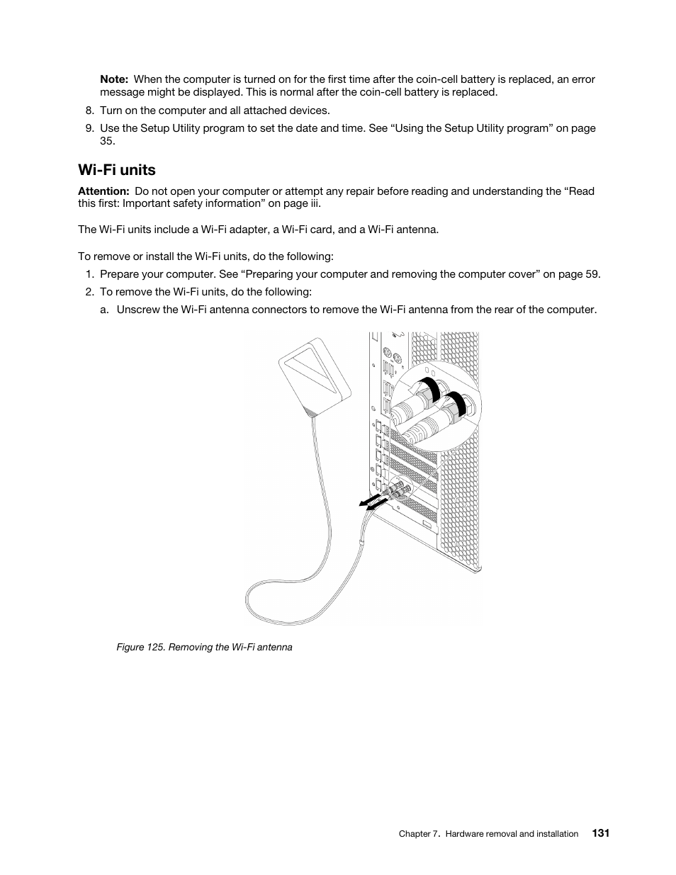 Wi-fi units | Lenovo ThinkStation P920 Tower Workstation User Manual | Page 143 / 174
