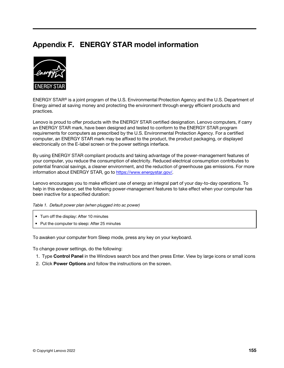 Appendix f. energy star model information | Lenovo ThinkStation P920 Tower Workstation User Manual | Page 167 / 174