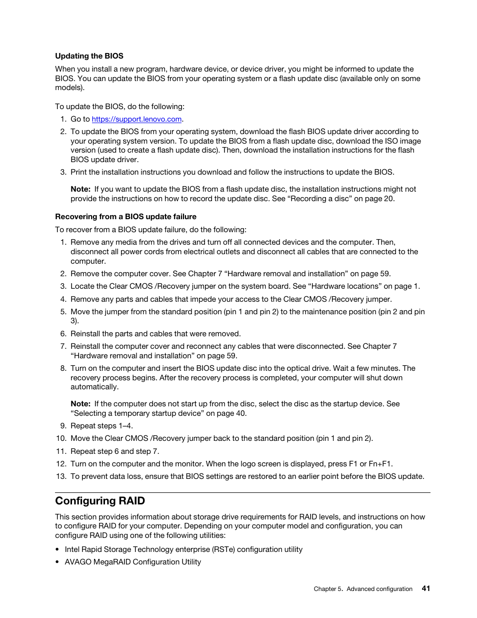 Configuring raid | Lenovo ThinkStation P920 Tower Workstation User Manual | Page 53 / 174