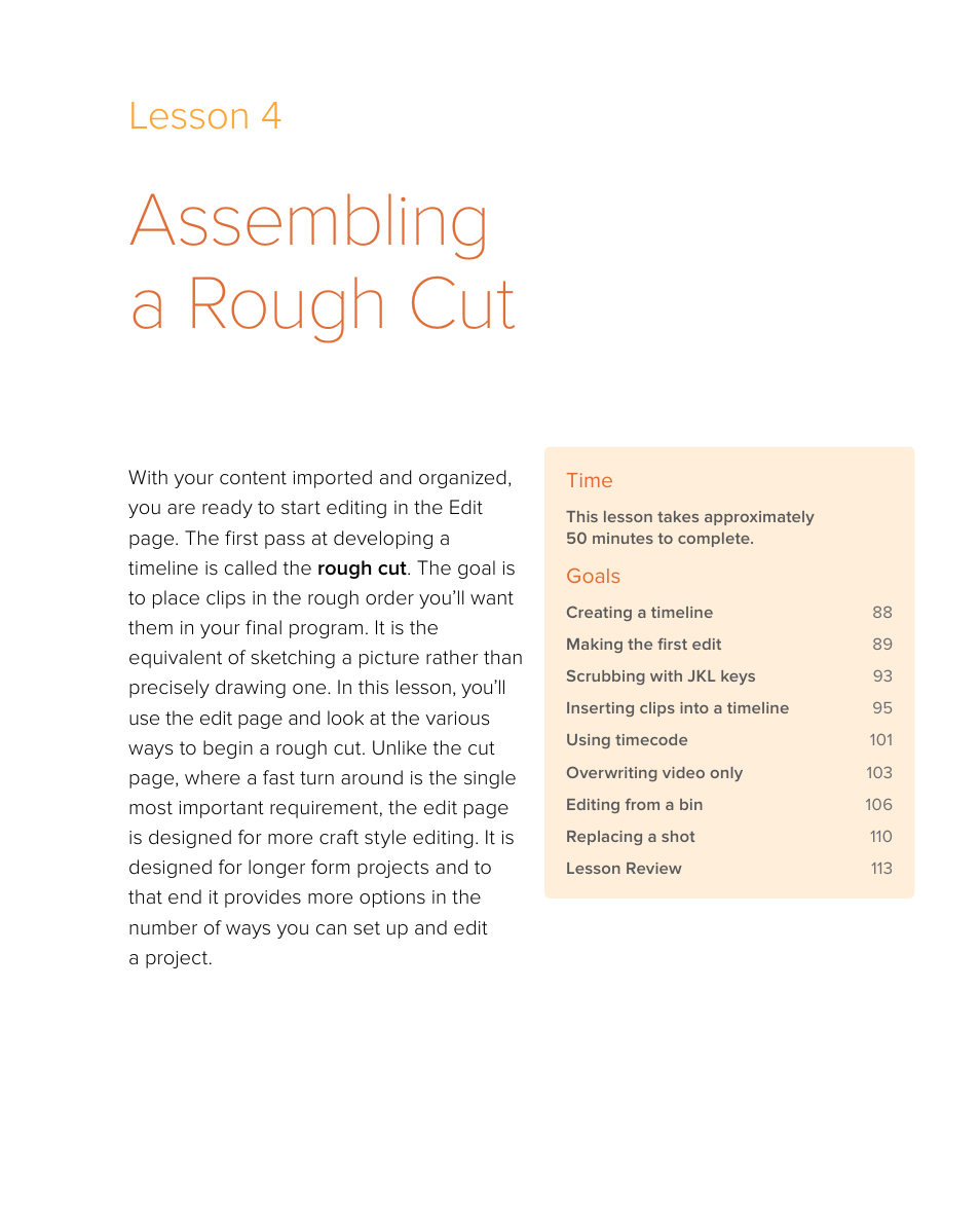 Assembling a rough cut, Lesson 4 | Blackmagic Design DaVinci Resolve Studio (Dongle) User Manual | Page 102 / 444