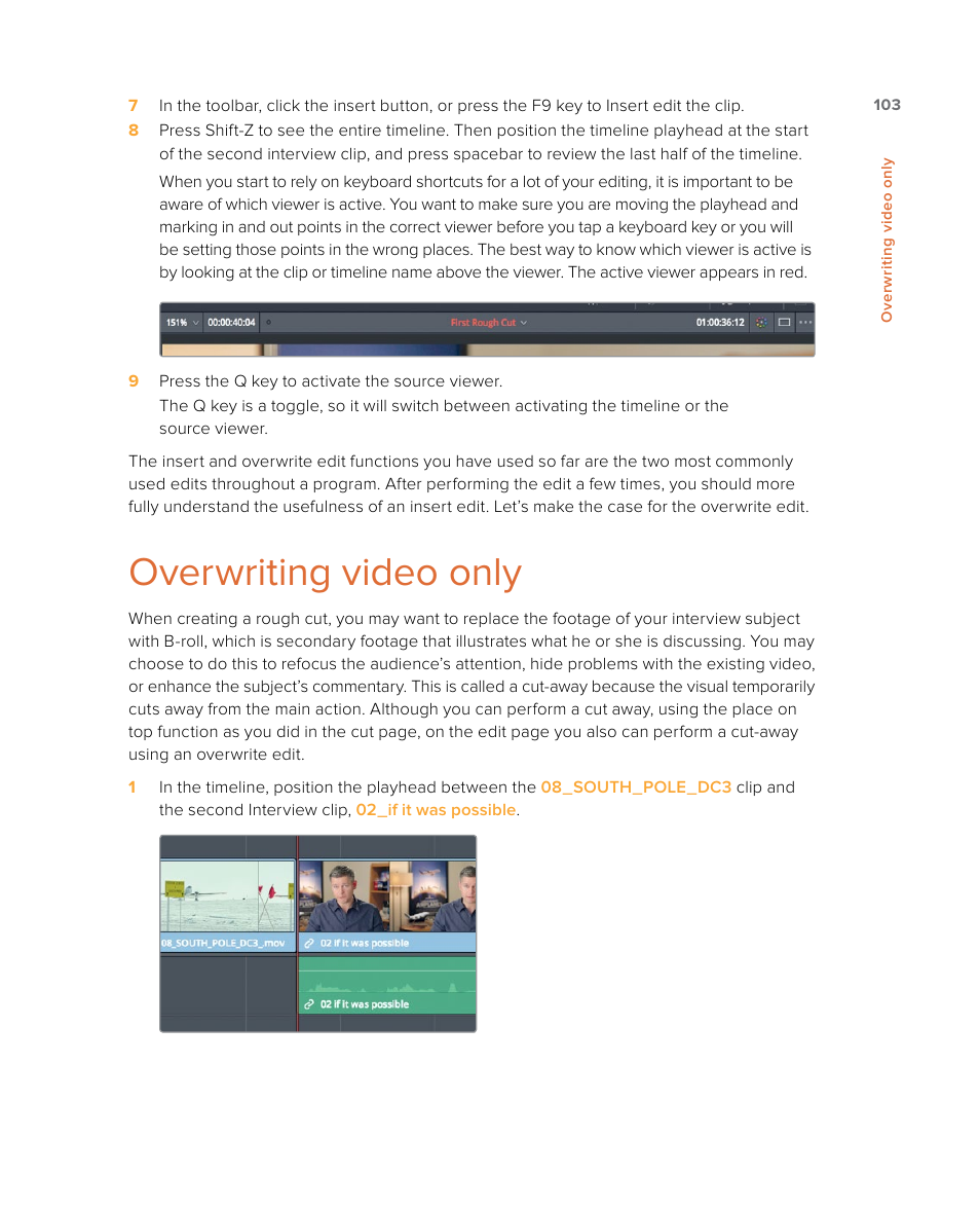 Overwriting video only | Blackmagic Design DaVinci Resolve Studio (Dongle) User Manual | Page 118 / 444