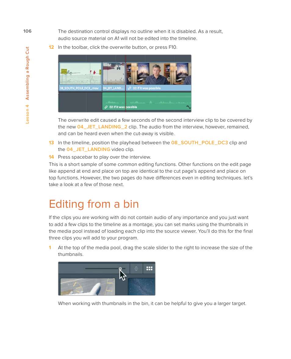 Editing from a bin | Blackmagic Design DaVinci Resolve Studio (Dongle) User Manual | Page 121 / 444