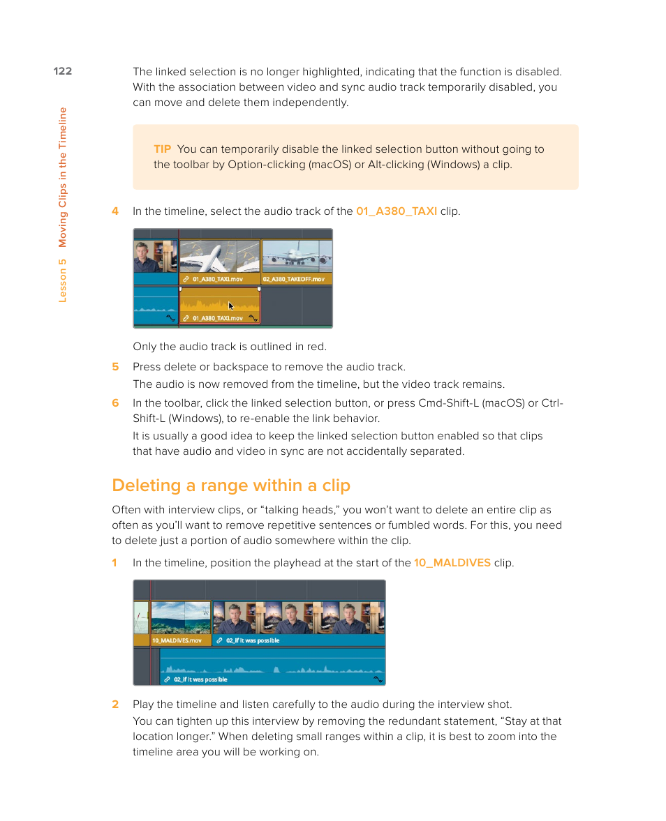 Deleting a range within a clip | Blackmagic Design DaVinci Resolve Studio (Dongle) User Manual | Page 137 / 444