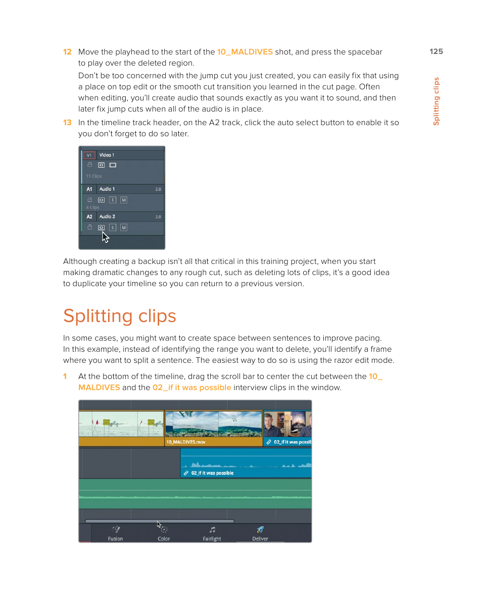 Splitting clips | Blackmagic Design DaVinci Resolve Studio (Dongle) User Manual | Page 140 / 444