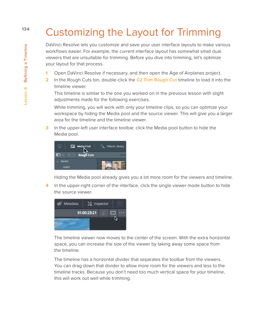 Customizing the layout for trimming | Blackmagic Design DaVinci Resolve Studio (Dongle) User Manual | Page 149 / 444
