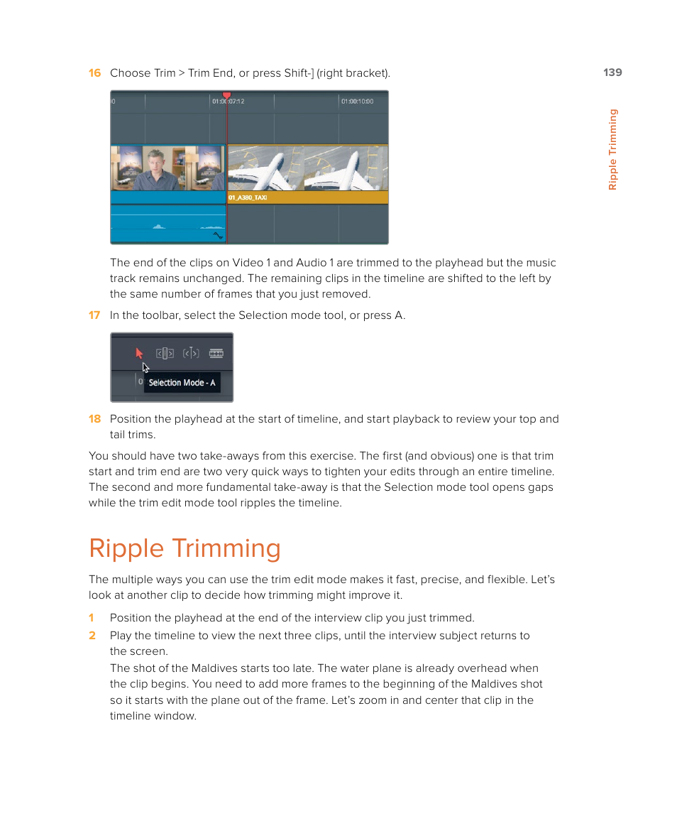 Ripple trimming | Blackmagic Design DaVinci Resolve Studio (Dongle) User Manual | Page 154 / 444