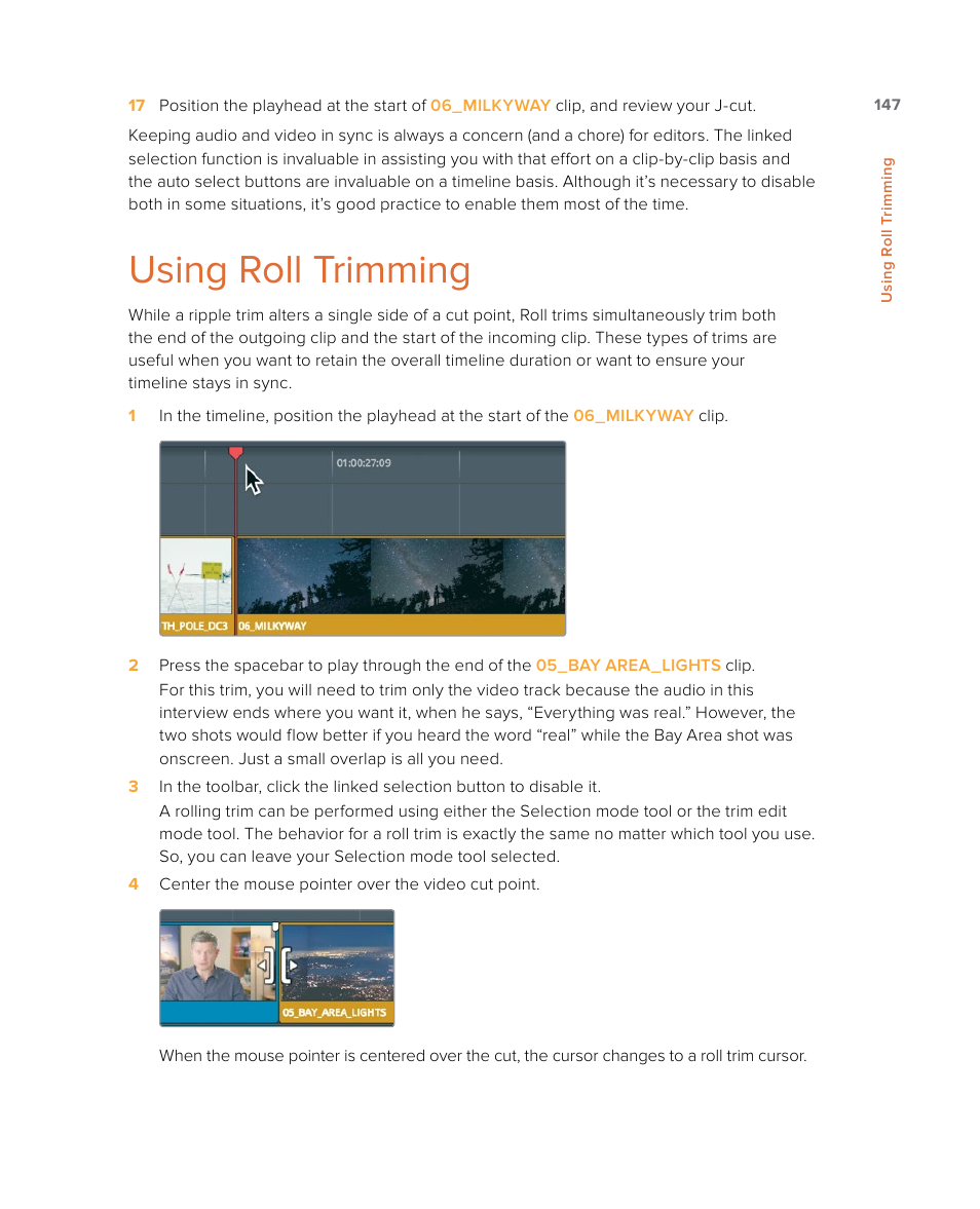 Using roll trimming | Blackmagic Design DaVinci Resolve Studio (Dongle) User Manual | Page 162 / 444