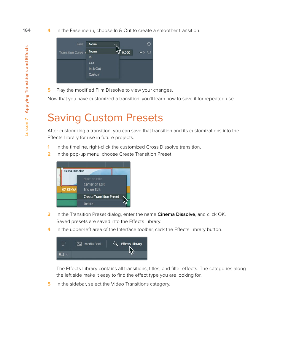 Saving custom presets | Blackmagic Design DaVinci Resolve Studio (Dongle) User Manual | Page 179 / 444