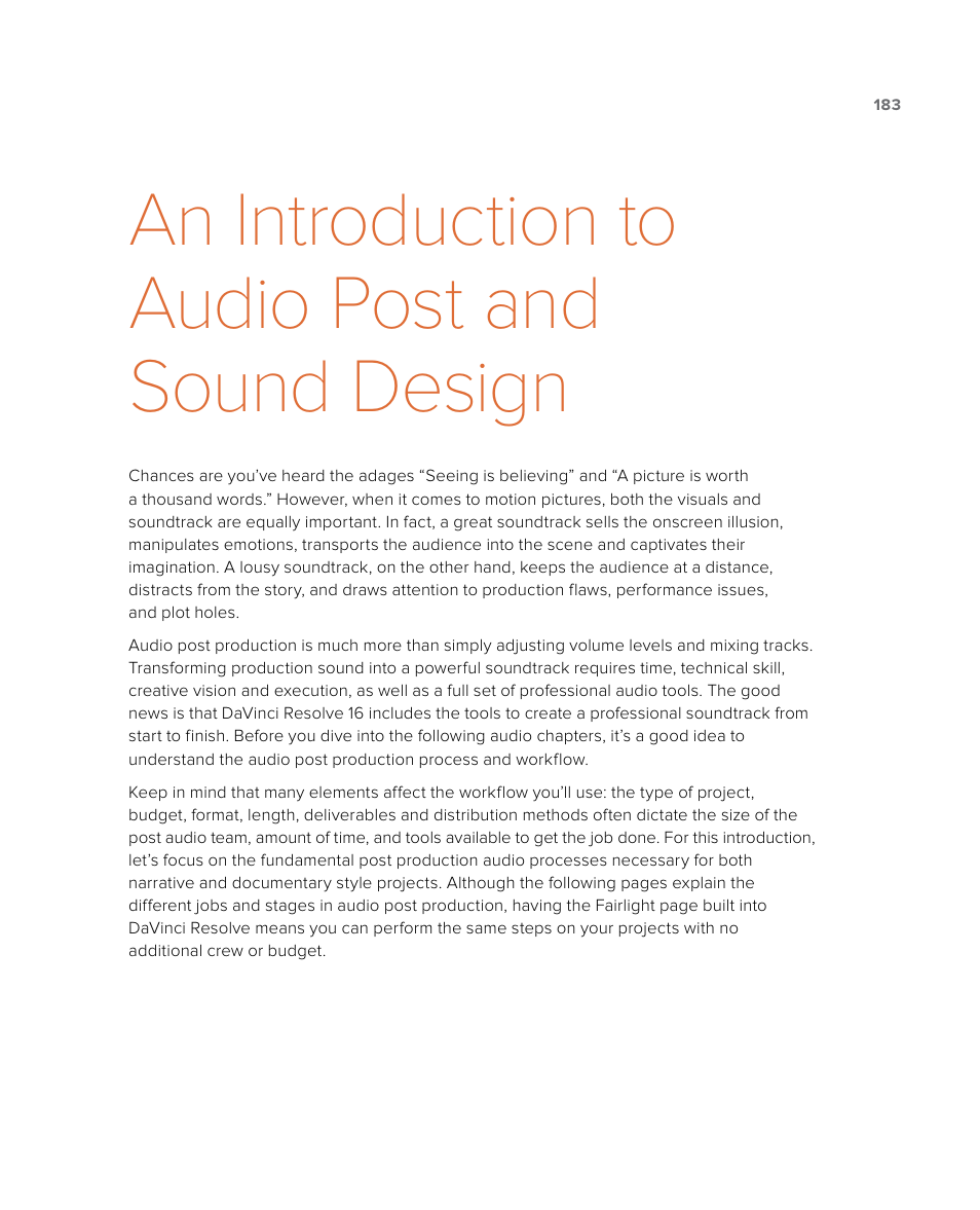 An introduction to audio post and sound design | Blackmagic Design DaVinci Resolve Studio (Dongle) User Manual | Page 198 / 444