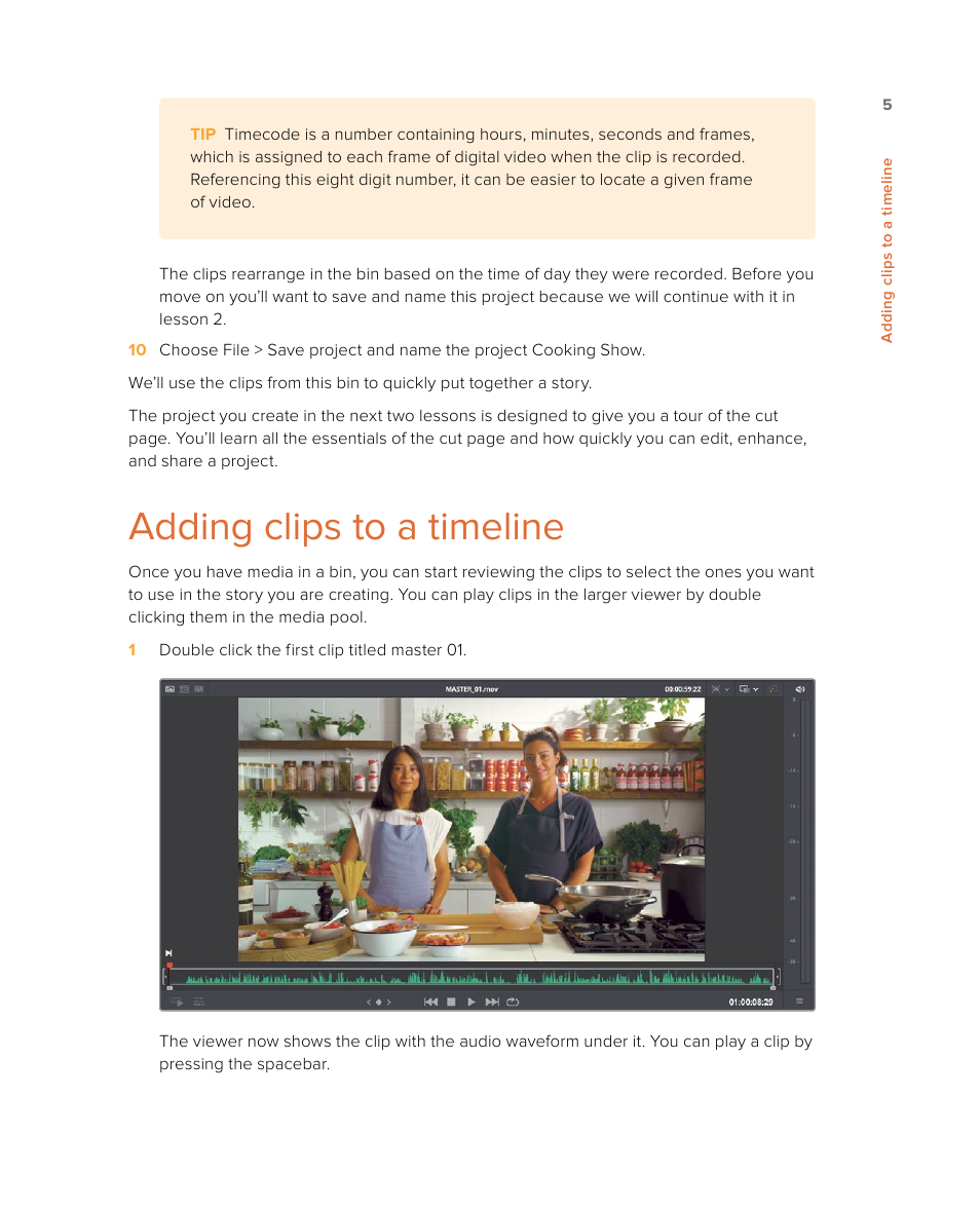 Adding clips to a timeline | Blackmagic Design DaVinci Resolve Studio (Dongle) User Manual | Page 20 / 444