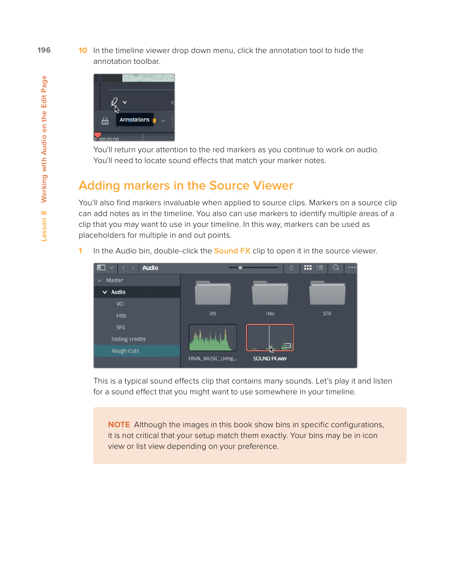 Adding markers in the source viewer | Blackmagic Design DaVinci Resolve Studio (Dongle) User Manual | Page 211 / 444