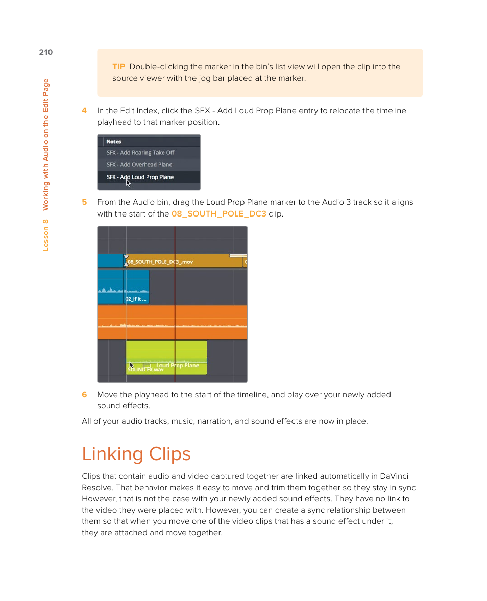 Linking clips | Blackmagic Design DaVinci Resolve Studio (Dongle) User Manual | Page 225 / 444