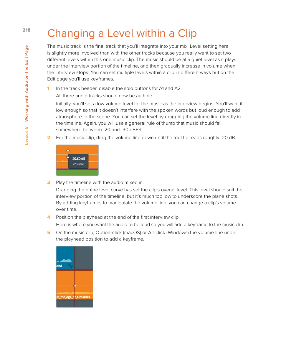 Changing a level within a clip | Blackmagic Design DaVinci Resolve Studio (Dongle) User Manual | Page 233 / 444