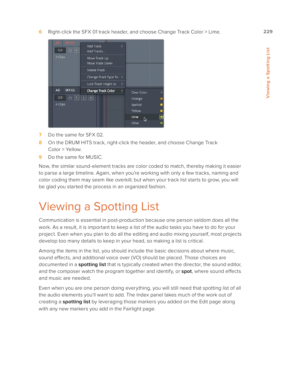 Viewing a spotting list | Blackmagic Design DaVinci Resolve Studio (Dongle) User Manual | Page 244 / 444