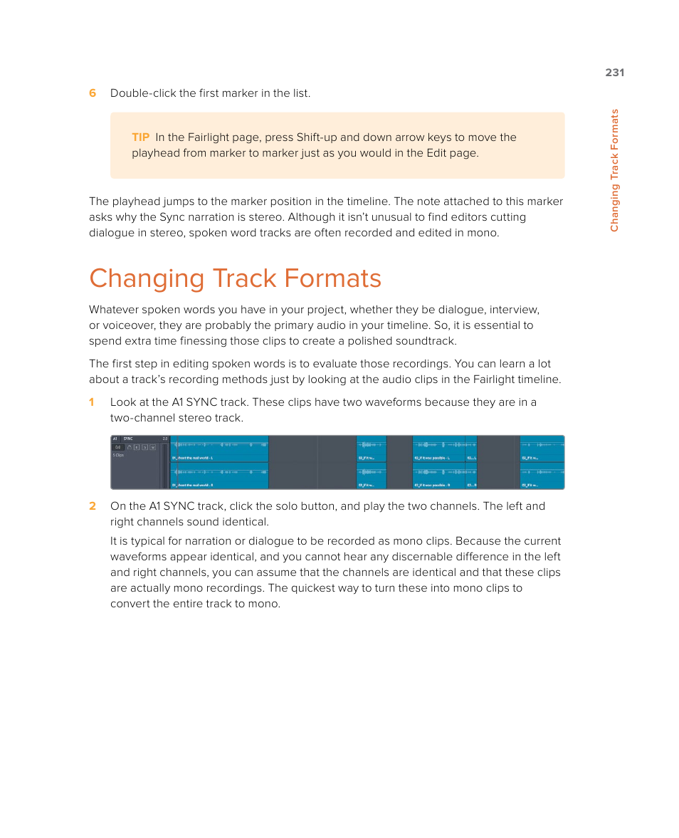 Changing track formats | Blackmagic Design DaVinci Resolve Studio (Dongle) User Manual | Page 246 / 444