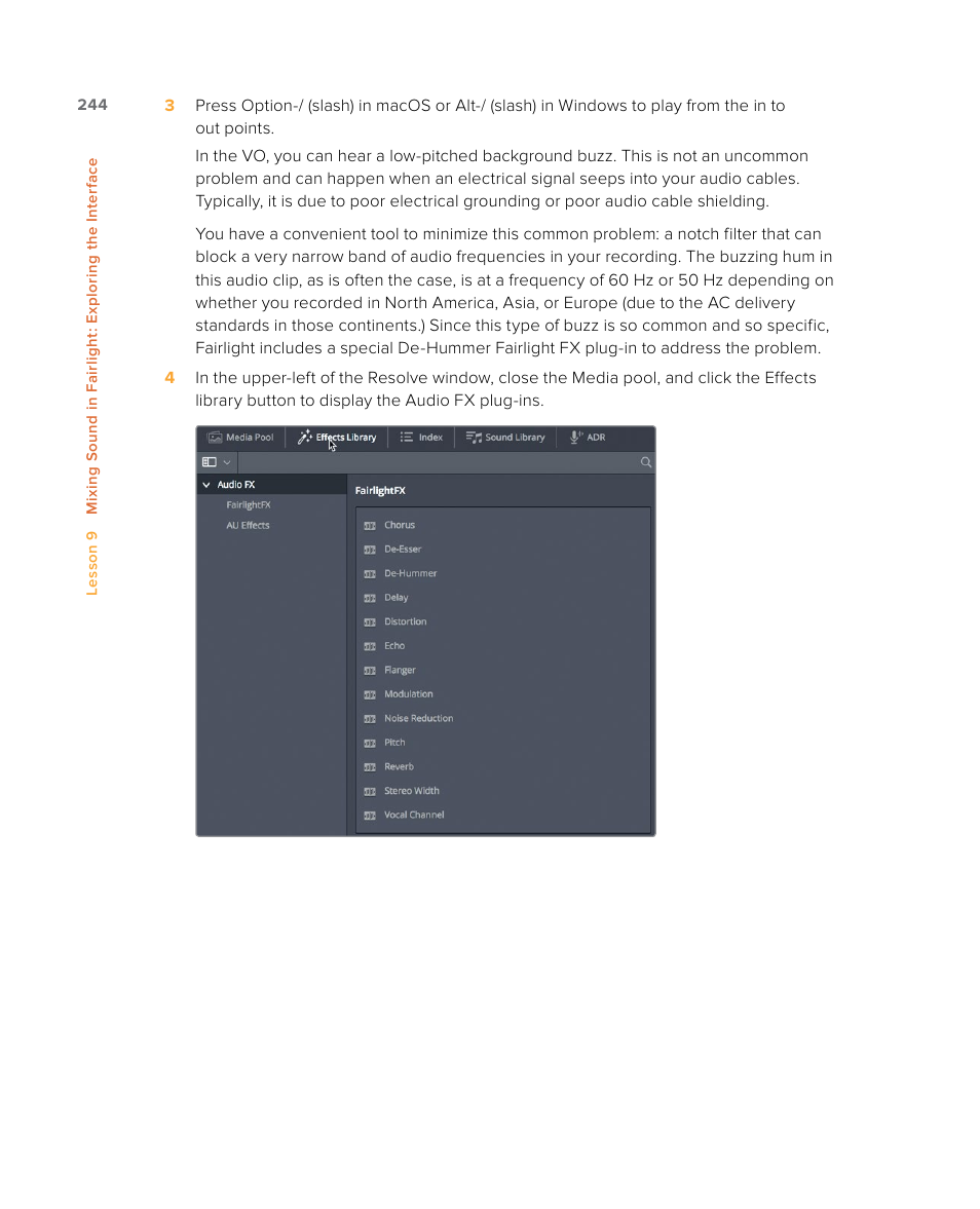 Using fairlight fx | Blackmagic Design DaVinci Resolve Studio (Dongle) User Manual | Page 259 / 444