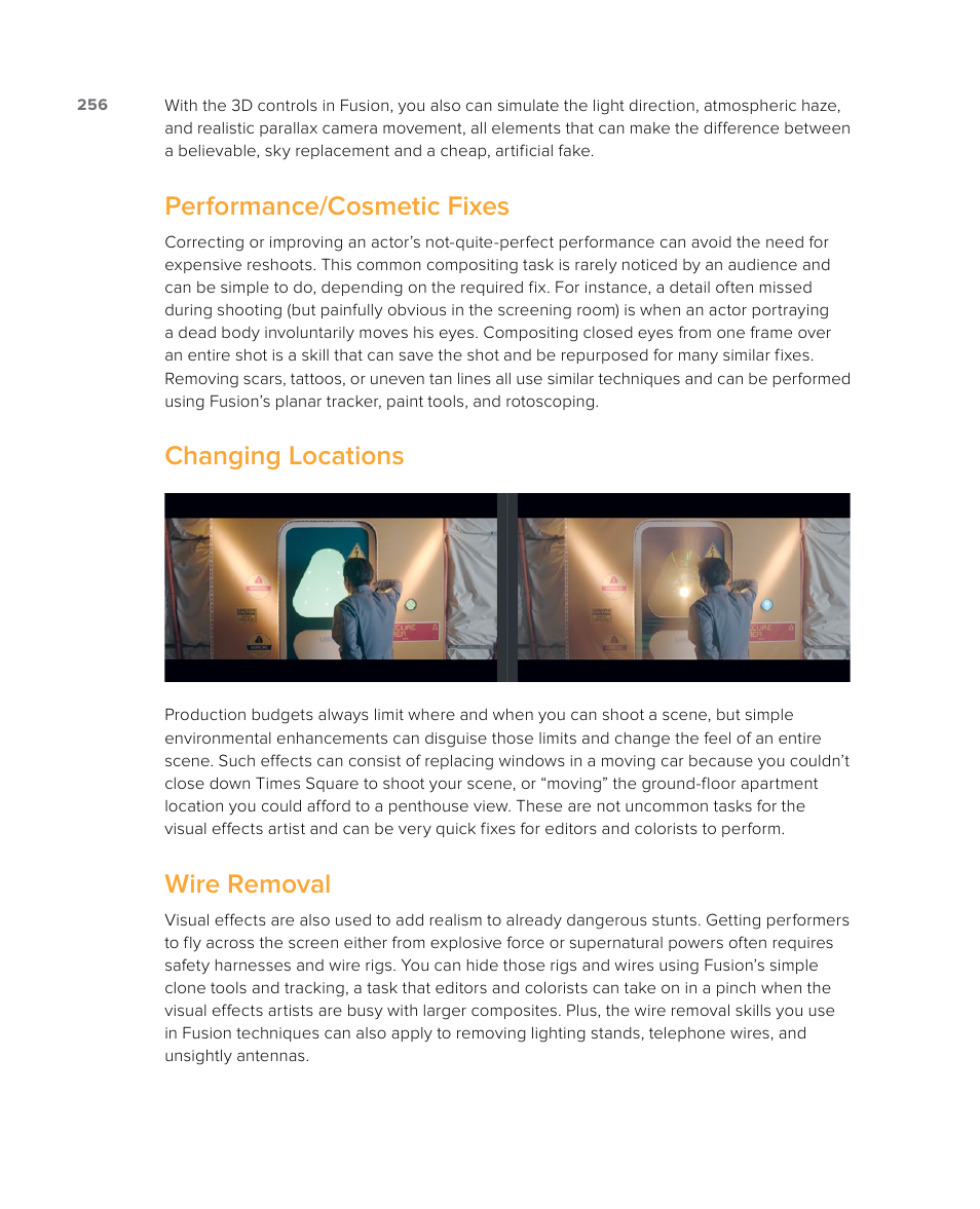 Performance/cosmetic fixes, Changing locations, Wire removal | Blackmagic Design DaVinci Resolve Studio (Dongle) User Manual | Page 271 / 444