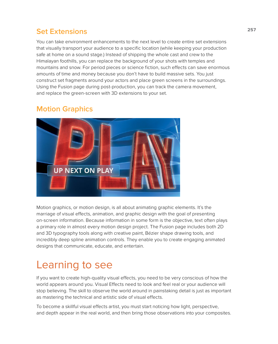 Learning to see, Set extensions, Motion graphics | Blackmagic Design DaVinci Resolve Studio (Dongle) User Manual | Page 272 / 444