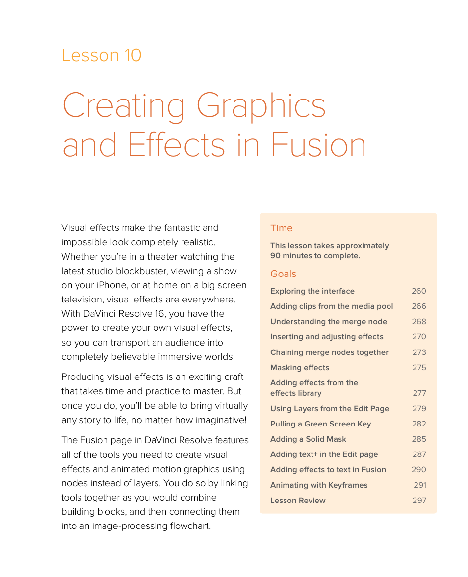 Creating graphics and effects in fusion, Lesson 10 | Blackmagic Design DaVinci Resolve Studio (Dongle) User Manual | Page 274 / 444