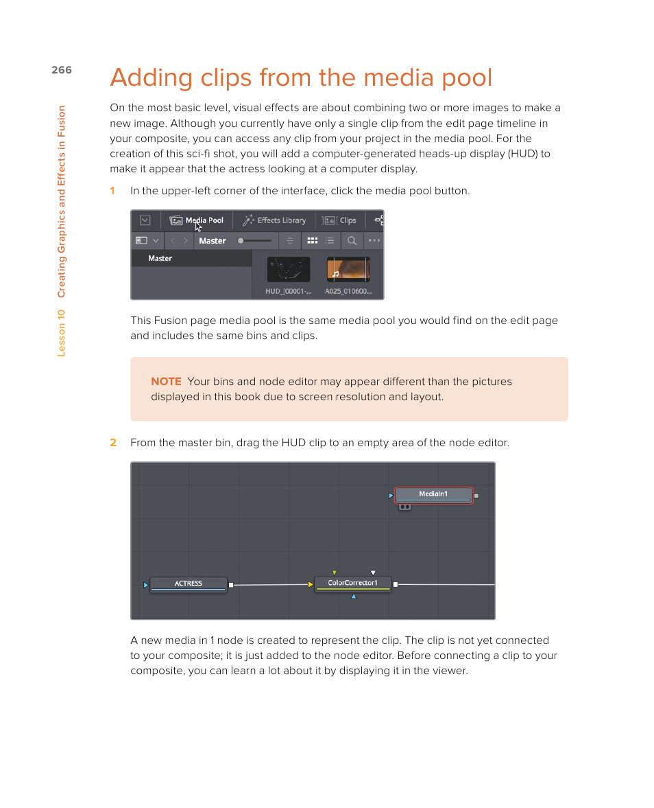 Adding clips from the media pool | Blackmagic Design DaVinci Resolve Studio (Dongle) User Manual | Page 281 / 444