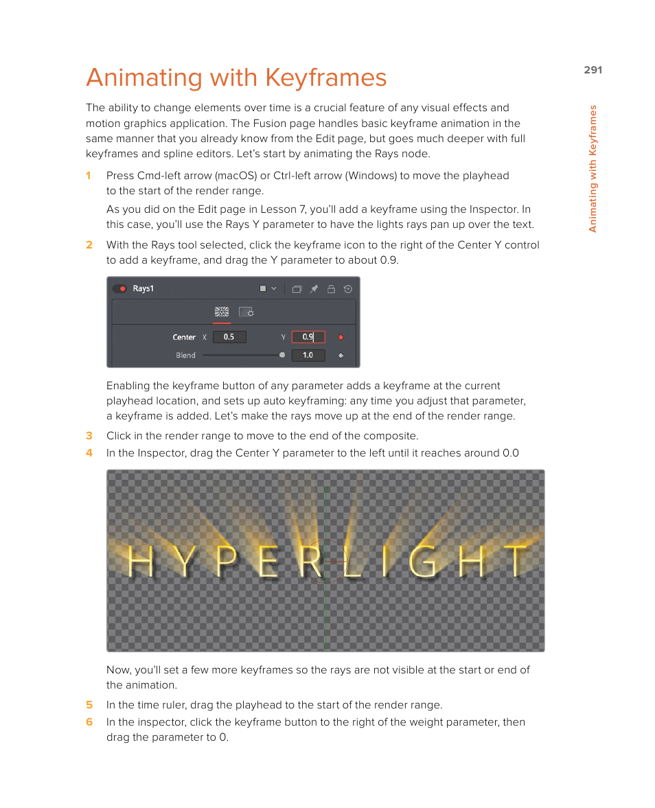 Animating with keyframes | Blackmagic Design DaVinci Resolve Studio (Dongle) User Manual | Page 306 / 444