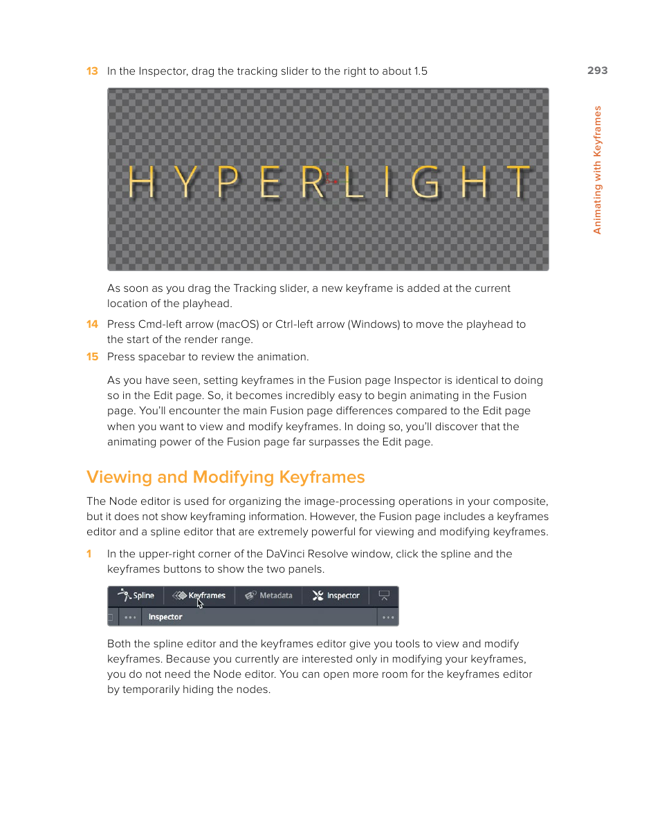 Viewing and modifying keyframes | Blackmagic Design DaVinci Resolve Studio (Dongle) User Manual | Page 308 / 444