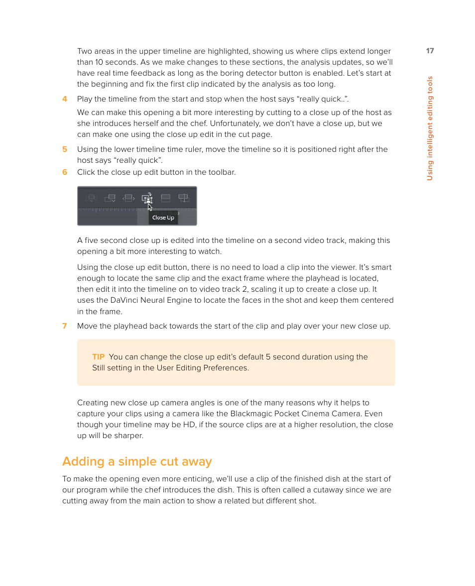 Adding a simple cut away | Blackmagic Design DaVinci Resolve Studio (Dongle) User Manual | Page 32 / 444