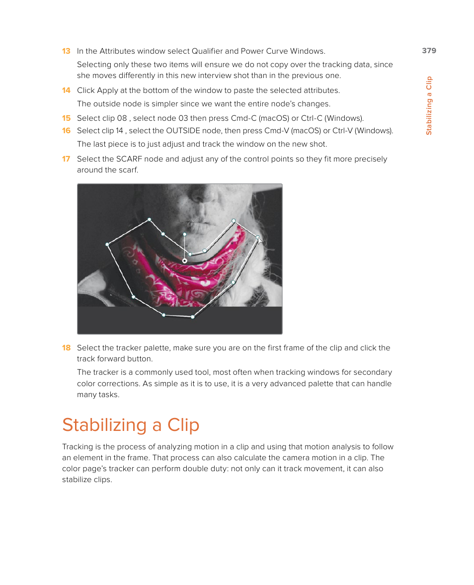 Stabilizing a clip | Blackmagic Design DaVinci Resolve Studio (Dongle) User Manual | Page 394 / 444