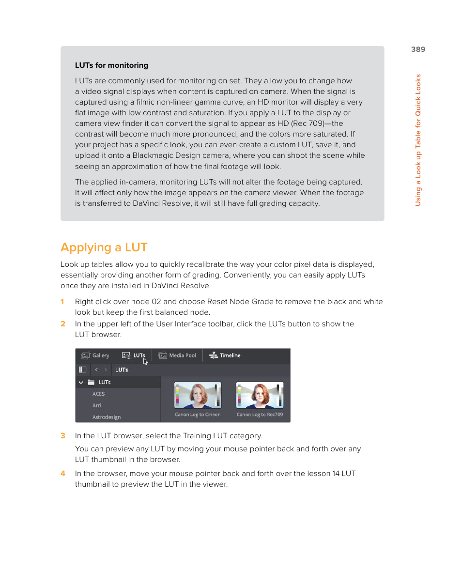 Applying a lut | Blackmagic Design DaVinci Resolve Studio (Dongle) User Manual | Page 404 / 444