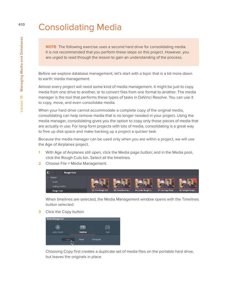 Consolidating media | Blackmagic Design DaVinci Resolve Studio (Dongle) User Manual | Page 425 / 444