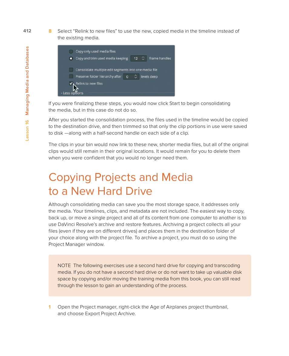 Copying projects and media to a new hard drive | Blackmagic Design DaVinci Resolve Studio (Dongle) User Manual | Page 427 / 444