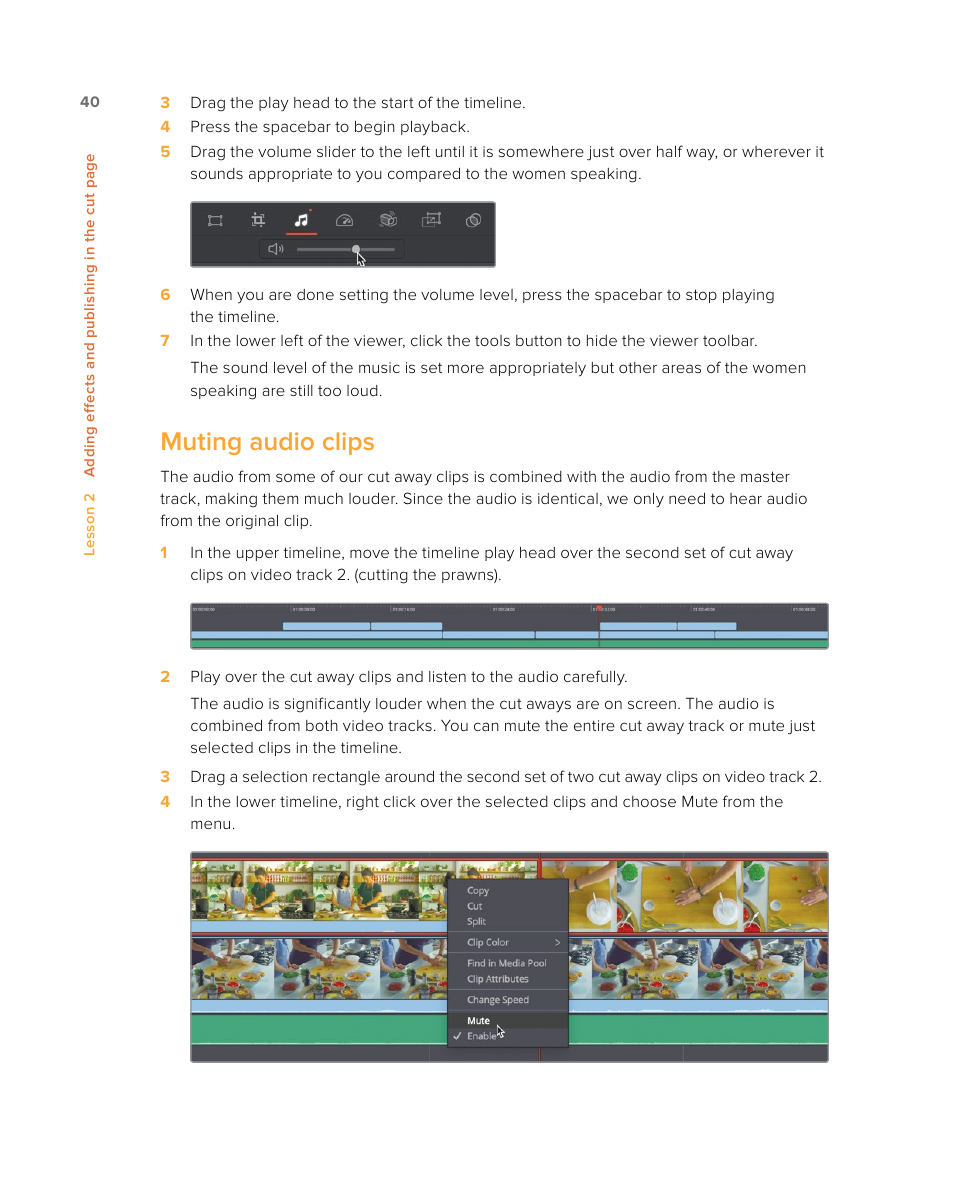 Muting audio clips | Blackmagic Design DaVinci Resolve Studio (Dongle) User Manual | Page 55 / 444