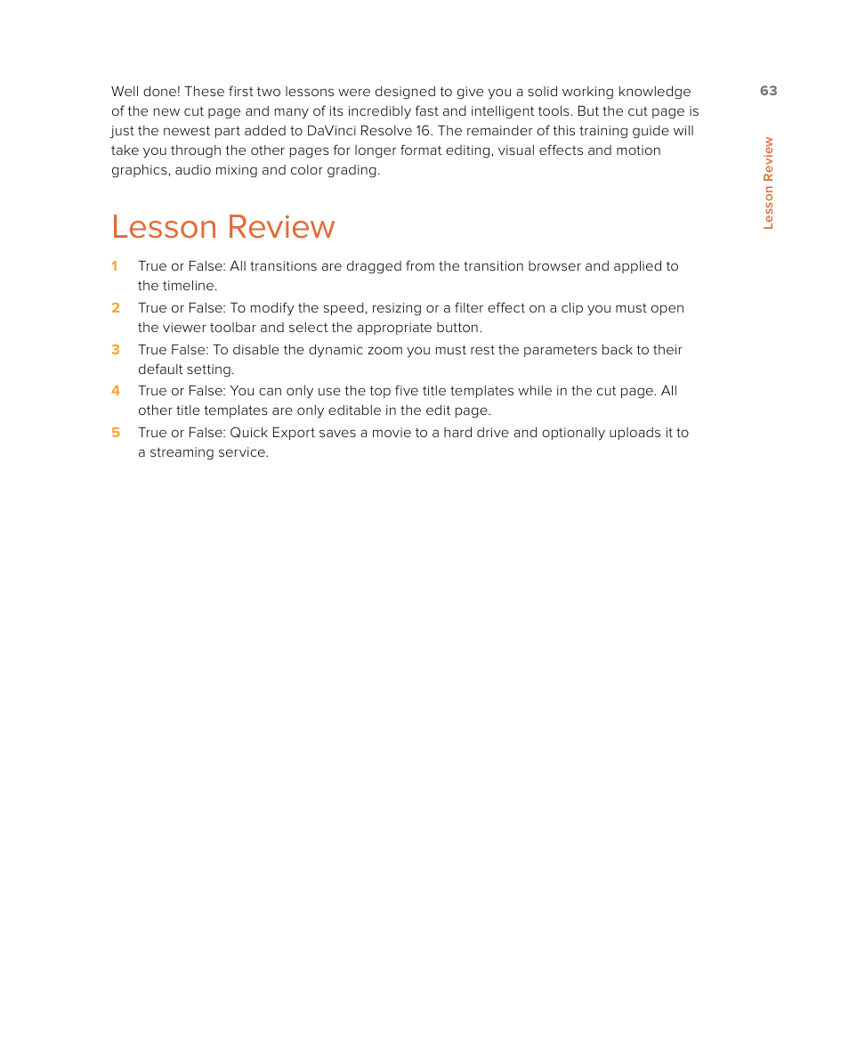 Lesson review | Blackmagic Design DaVinci Resolve Studio (Dongle) User Manual | Page 78 / 444