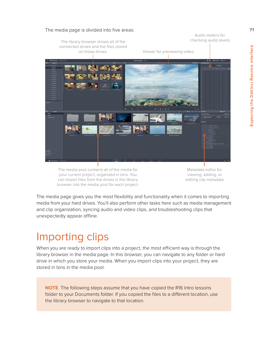 Importing clips | Blackmagic Design DaVinci Resolve Studio (Dongle) User Manual | Page 86 / 444