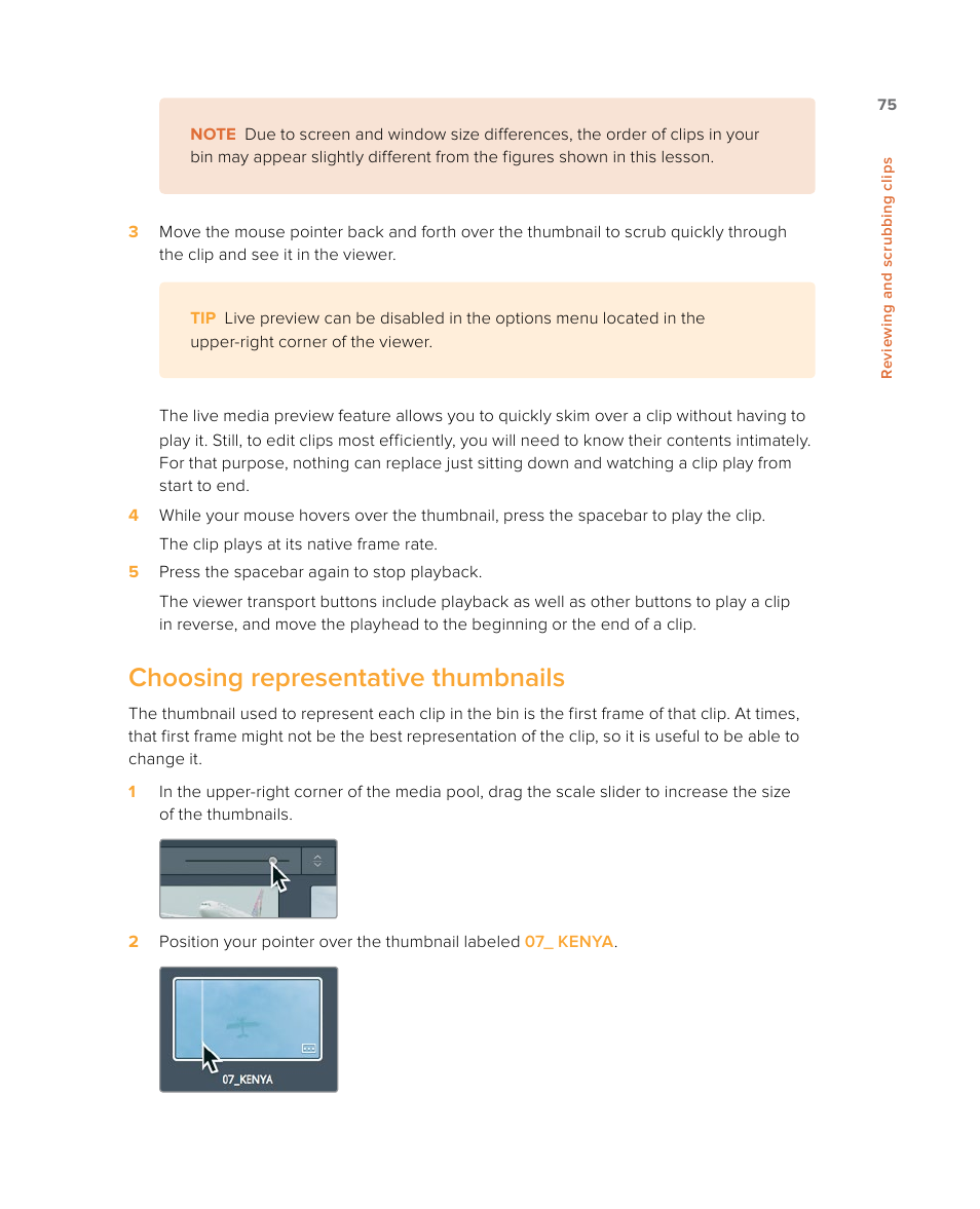 Choosing representative thumbnails | Blackmagic Design DaVinci Resolve Studio (Dongle) User Manual | Page 90 / 444