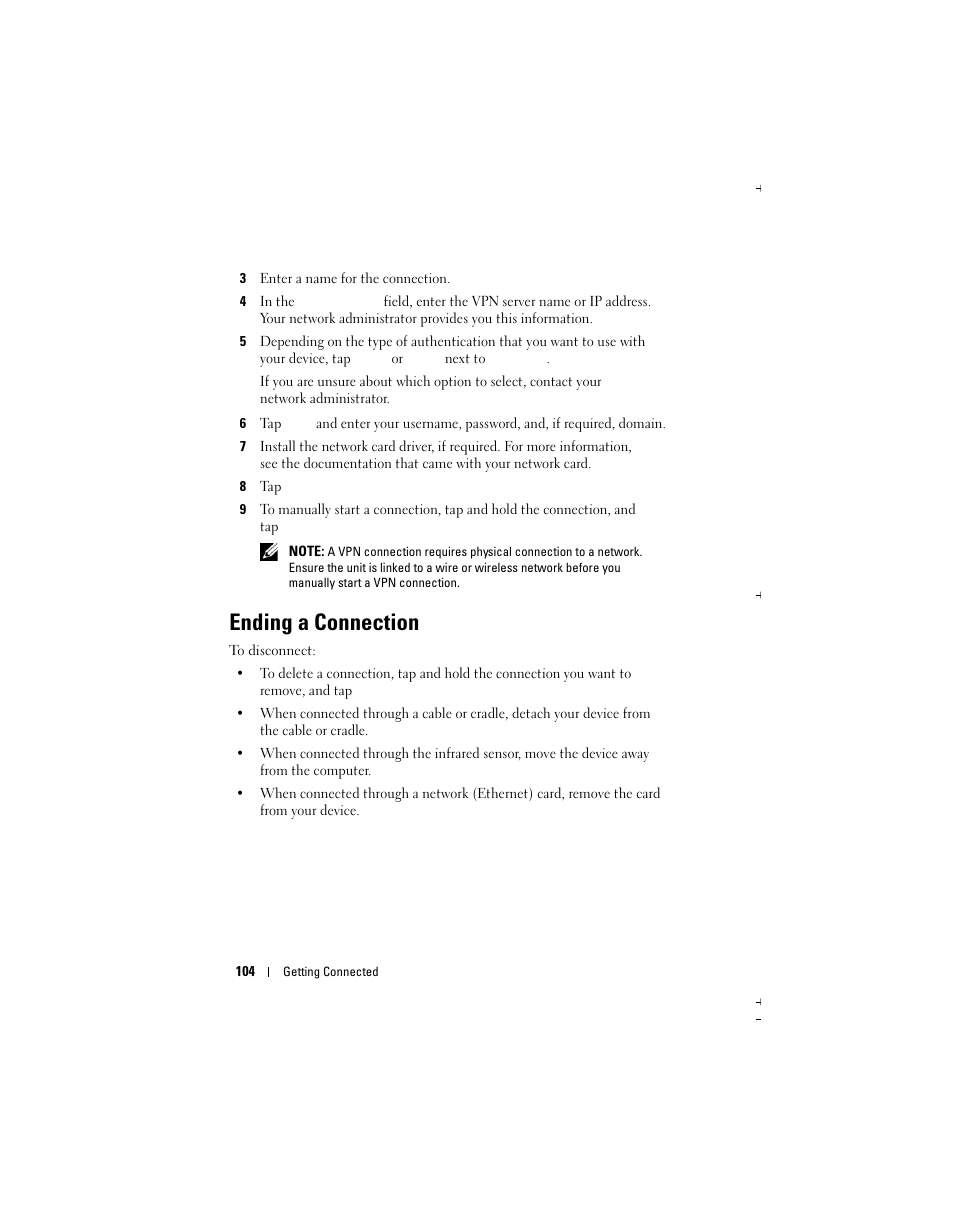 Ending a connection | Dell X51 User Manual | Page 104 / 142