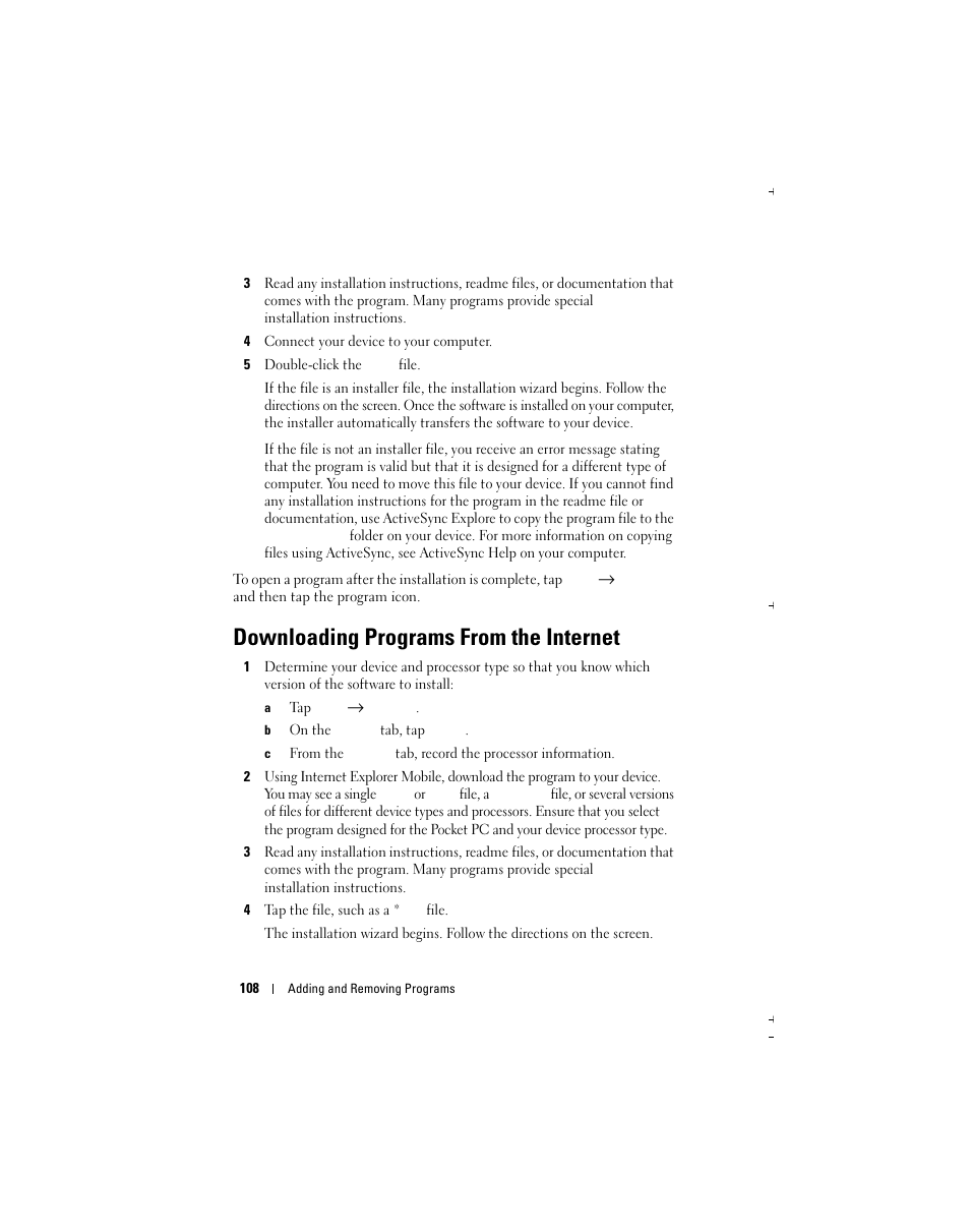 Downloading programs from the internet | Dell X51 User Manual | Page 108 / 142