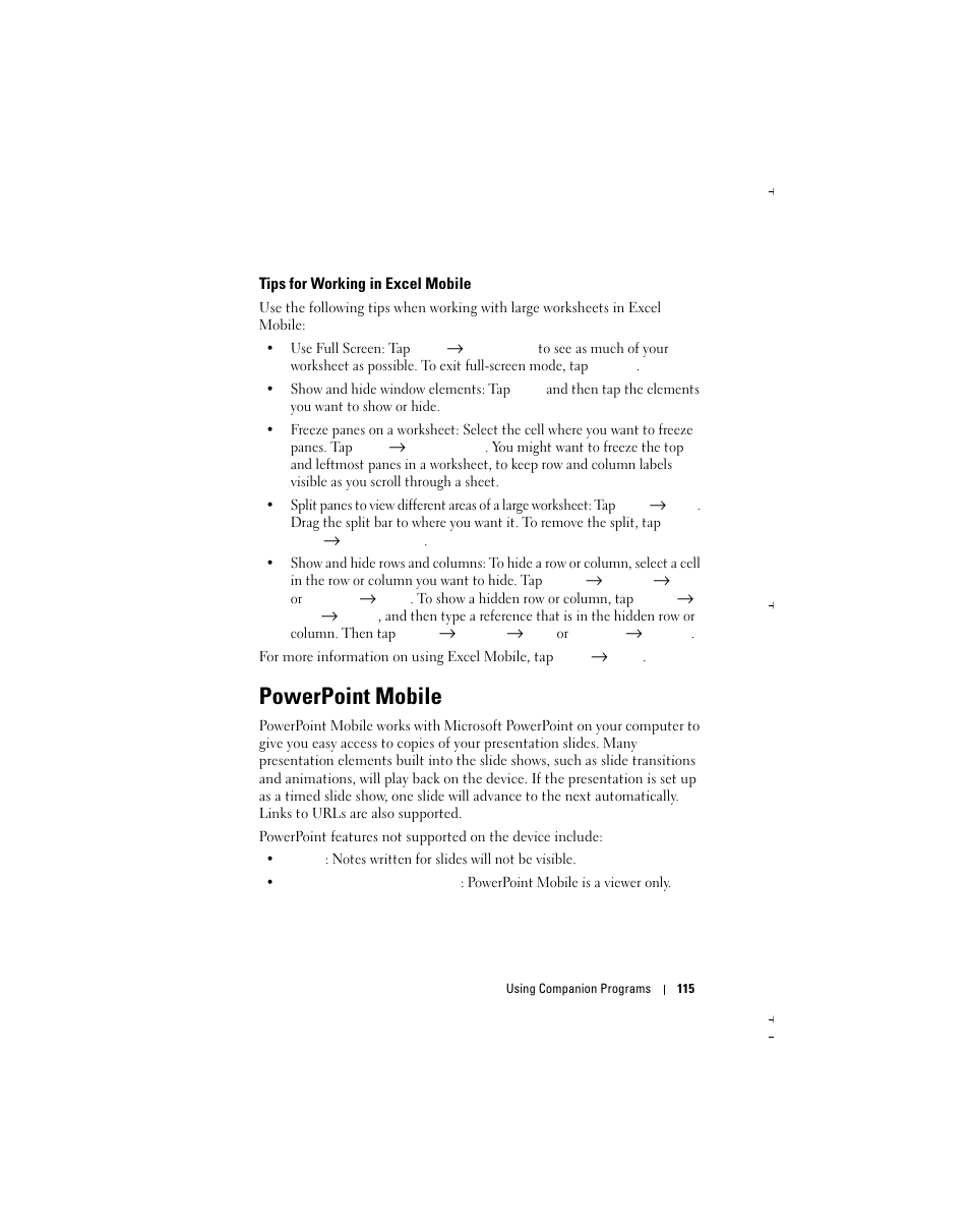 Powerpoint mobile | Dell X51 User Manual | Page 115 / 142